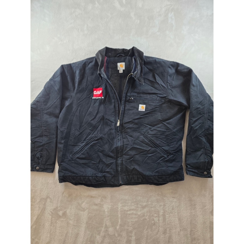 Carhartt Detroit Jacket Mens XL Black Blanket Lined 103828 Duck Canvas GAF Logo